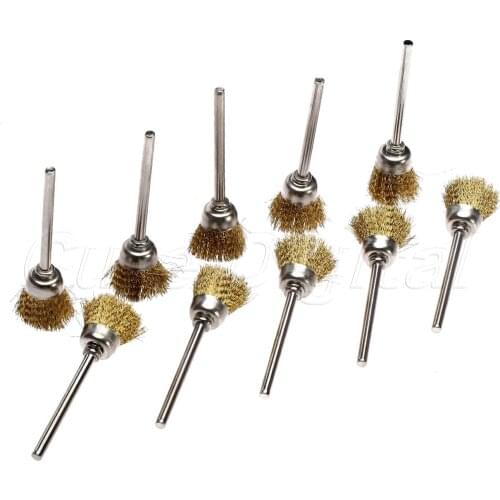 10Pcs dremel accessories Buffing polishing Tools 3mm Brass Wire Cup Brush for Polishing Buffing Grinding Dremel Rotary Tool