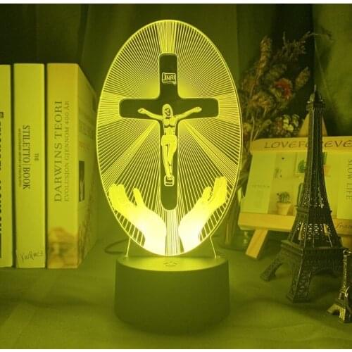 Christian Cross acrylic 3D Nightlight religious Muslim USB battery colorful Nightlight gift