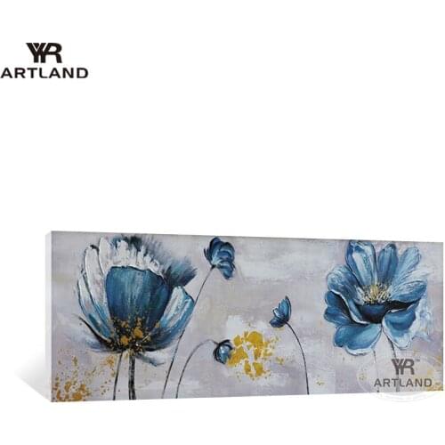 Новогодние украшения 2021 wall decor 100% Handmade acrylic oil painting on canvas blue flowers art poster for living room sofa