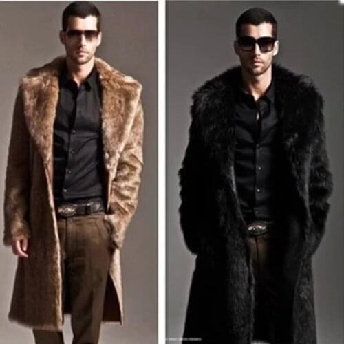 Autumn and winter Haining mens big lapel fur long mens imitation fur coat big size mens wear men clothing fur coat men