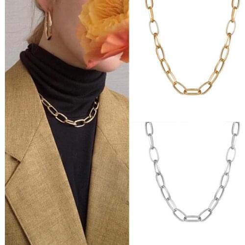 Thick Chain Necklace Fashion Retro Punk Chain Choker Necklace For Women Mixed Linked Circle Necklace For Men Minimalist Necklace