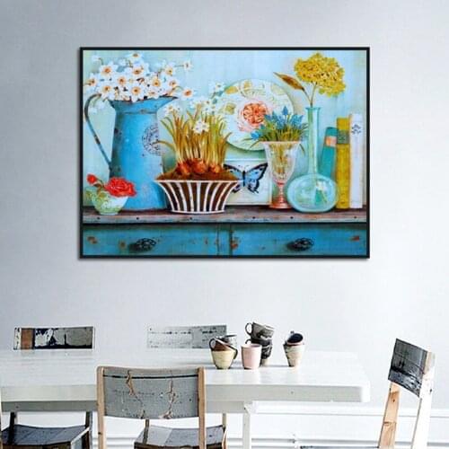 European Style Posters And Prints Flower Vase Canvas Painting Modern Home Decoration Wall Pictures For Living Room No Frame