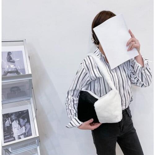 Plush Soft Crossbody Bags Small Underarm Shoulder Fluffy Lady Shoulder Handbags Female Simple Totes for Women 2020 Trend