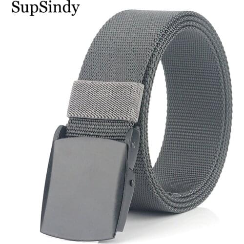 SupSindy Mans nylon belt luxury metal buckle Canvas Belts for men fashion jeans Waistband outdoor casual male strap Top quality