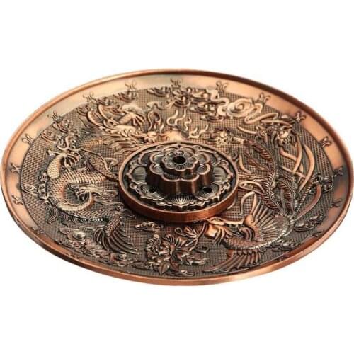 Retro 5 Holes Lotus Incense Burners Dragon Incense Holder Stick Cone Censer Plate Buddhism Home Office Decoration Craft