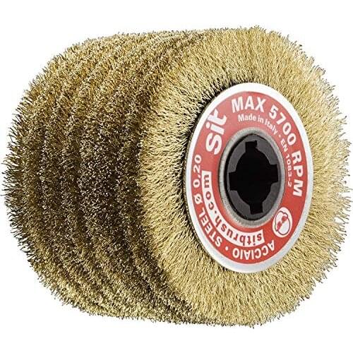Roller brush stainless steel brass plated Dia 100x70x19mm. For RUSTICARE Wood