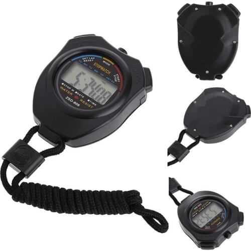 Stopwatch Handheld Digital LCD Sports Stopwatch Chronograph Counter Timer w/Strap
