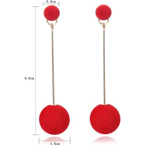 1 Pair Fashion Artificial Hair Ball Dangle Earring For Women Cute Red Pompom Earring Girl Nice Gifts Accessories Tassel Earrings