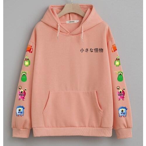 Oversized Sweatshirt Winter Streetwear Monster Graphic Printed Hoodies Pullovers Fashion Harajuku Autumn Hoodie Women Japanese