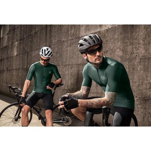Kapvoe new fashion Cycling Jersey Set Mountain Bike Uniforms Summer Shorts Wear Bicycle Clothing Men pants MTB Bike Shirts green