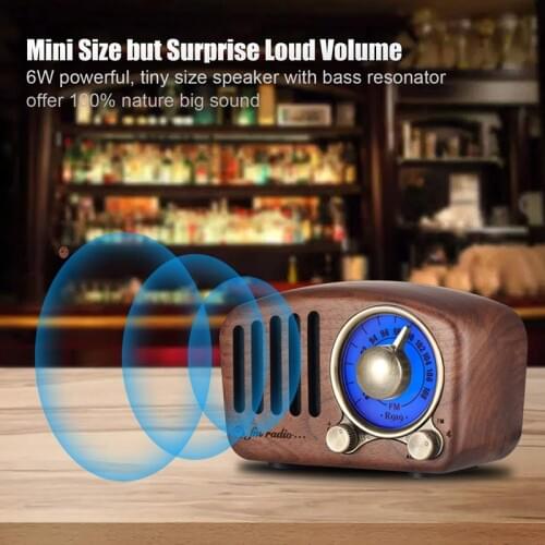 Vintage Radio Retro Bluetooth Speaker - Walnut Wooden Fm Radio, Strong Bass Enhancement, Loud Volume, Bluetooth 4.2 Aux Tf Car
