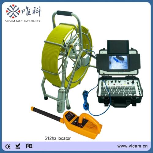 Battery Powered Pan / Tilt rotative Pipeline Inspection Canera 80meter underground pipe camera with 512hz sonde and Pipe Locator