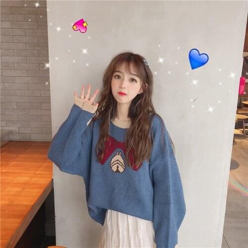 Red Bow&Bell Girls Knitted Sweater Thin Pullovers Long Sleeve Fall,Winter Loose Sweaters Cute Women Sweaters Christmas