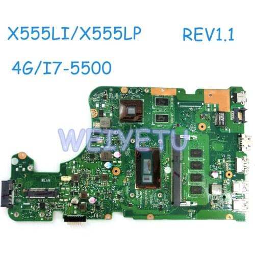 X555LI MB._4G RAM With I7-5500 CPU Motherboard REV1.1 For ASUS X555LI X555LP Laptop Mainboard 90NB0980-R00040 Tested Working