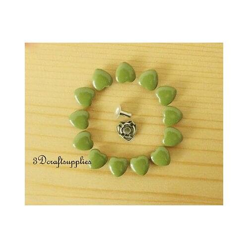 Rivets leather rivet bag clothing shoes heart studs 60 sets 10 mm green M61F