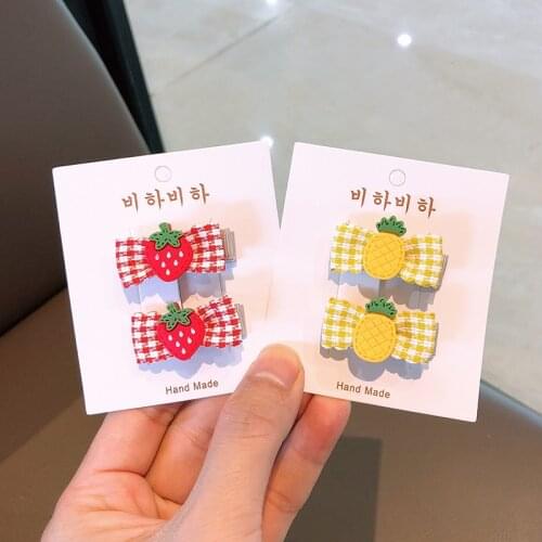 2pcs/lot Toddlers Kids Cloth Hair Clips Bows Fruit Animal Barrettes Hairpins Children Girls Hair Accessories Ornament