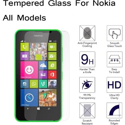 2pcs 0.3mm Tempered Glass Clear Front Screen Protector For Nokia Lumia 535 640 1320 530 630 830 1520 930 guard pelicula de vidro