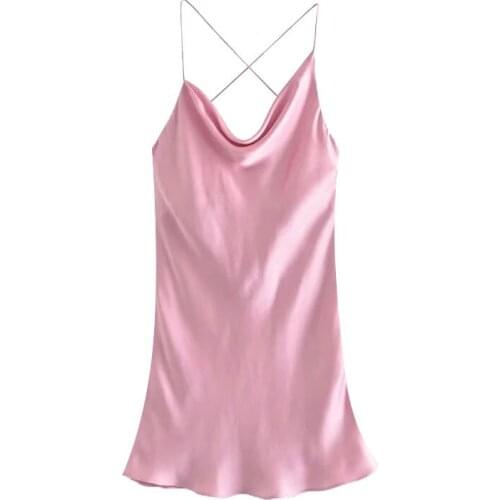 Baldauren 2021 Women Chic Fashion With Lining Soft Touch Mini Dress Vintage Back Cross Thin Straps Female Dresses Vestidos Mujer