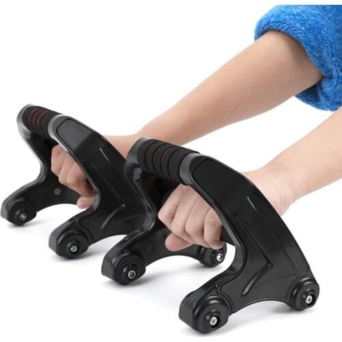 1 Pair Ab Roller Four-Wheel Push Up Bars Abdominal Abdomen Muscle Strengthen Exercise Trainer Home Fitness Gym Equipment