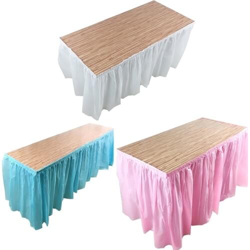 1pcs DIY Plastic Table SKirt Cover Tableware Skirt For Birthday Baby Shower Wedding Home Banquet Party Decoration Home Textile