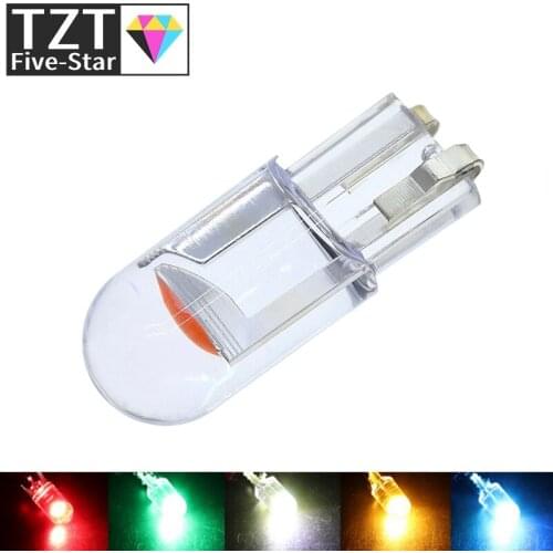 1PCS W5W 194 T10 Glass Housing Cob LED Car bulb 3000K 6000K White Green Blue Red Wedge License Plate Lamp Dome Light White Diedo