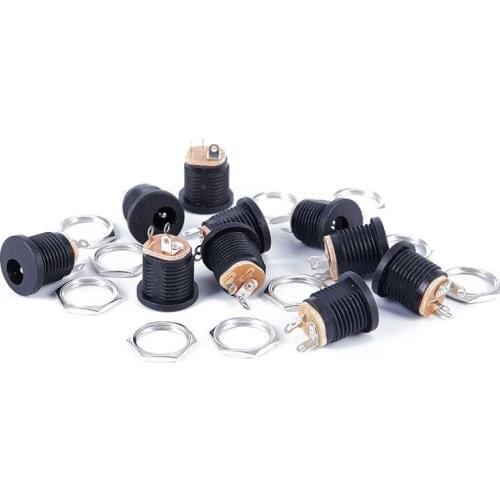 10 Pcs 3-terminal Soldering 2.1mm x 5.5mm Female Power Jack DC Socket