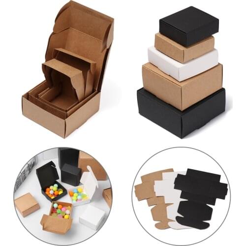 10Pcs/set Kraft Paper Box Cardboard Package Handmade Soap Box White/Black Craft Paper Gift Case Packaging Jewelry Case 9 Sizes