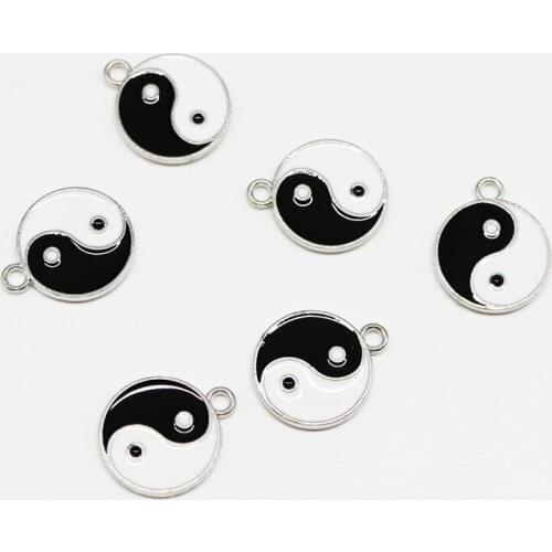 10pcs/lot Double Sides 18*21mm Taiji Diy Deisgn Enamel Charm for Jewelry Making Earring Handmade Bracelet or Necklace Charms
