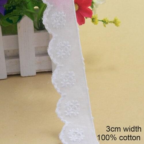 10yards 3cm white 100% cotton embroidery lace french lace ribbon fabric guipure diy trims warp knitting sewing Accessories#3172