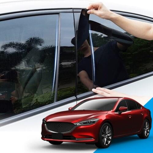 8pcs Car Styling PVC Car Window Pillar Trim Sticker Middle BC Column Stickers External Accessories For Mazda 6 Atenza 2019 2020