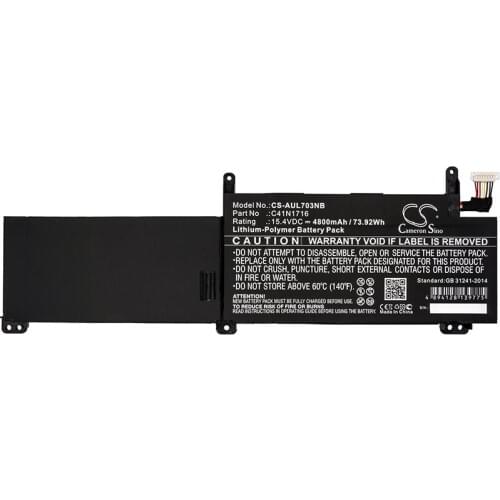 Cameron Sino 4800mAh Battery For Asus C41N1716 Notebook, Laptop