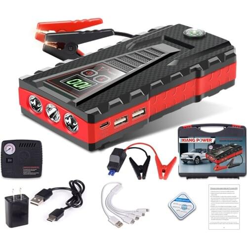12V 1200A Car Jump Starter 37800mAh Power Bank for iPhone 12 11 XR Car Emergency Booster Starting Device with Compass Flashlight