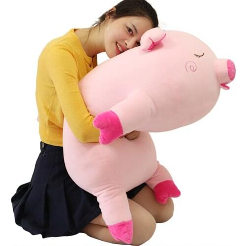 Dorimytrader Kawaii Pink Pig Plush Toy Large Soft Cartoon Fat Piggy Stuffed Doll Animals Pillow for Girl Gift 80cm 100cm
