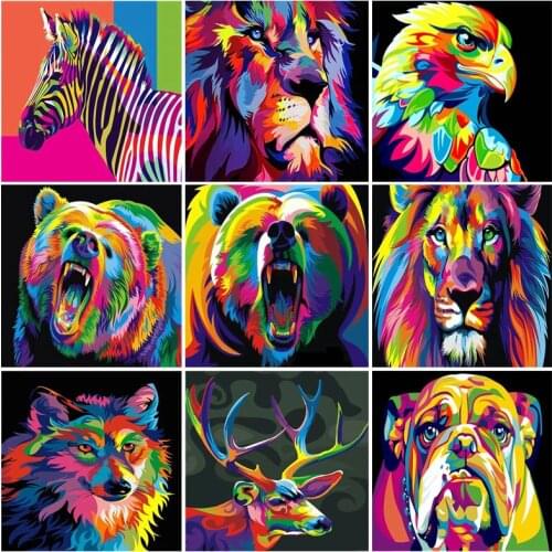IHWA Animal Series 5D DIY Diamond Painting Full Square Round Diamond Embroidery Mosaic Home Decor Gift