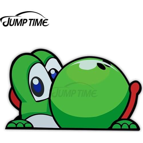 JumpTime 13 x 6.5cm Yoshi Cute Peek Peeking Peekers Peekabo Window Vinyl Car Bumper Stickers Anime Super Mario Game Car Wrap