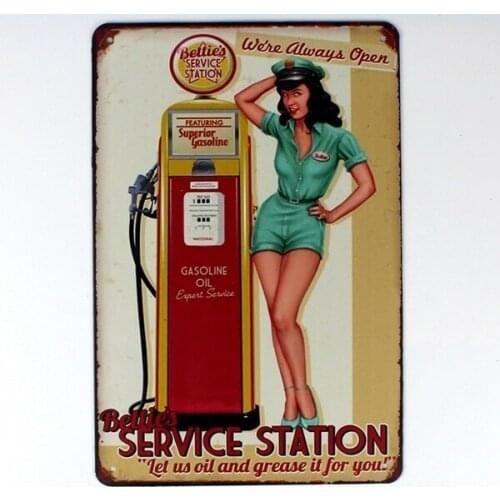 Service station gasoline metal Tin Sign 20*30 cm sticker Decor Bar Pub Home Vintage Retro Poster comic sticker