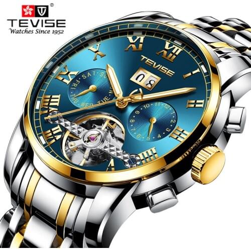 Top Brand Luxury Tourbillon Mechanical Watch Men Sports Watches Military Army Male Wrist Watch Clock TEVISE relogio masculino