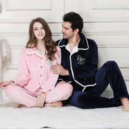 Mens Pajamas Winter Full Sleeve Flannel Sleepwear Turn-down Collar Pajamas Men Thick Lounge Pajama Sets Plus size Sleepwear