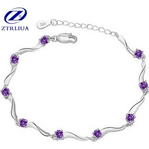 New Fashion 925 Sterling Silver Jewelry Corrugated Micro-inlaid Zircon Craft Female Exquisite Bracelet SB37