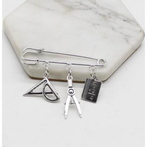 2020 New Freewheeling Jewellery Master Brooch, Ruler Compass, Pencil Pendant as Gift Pin