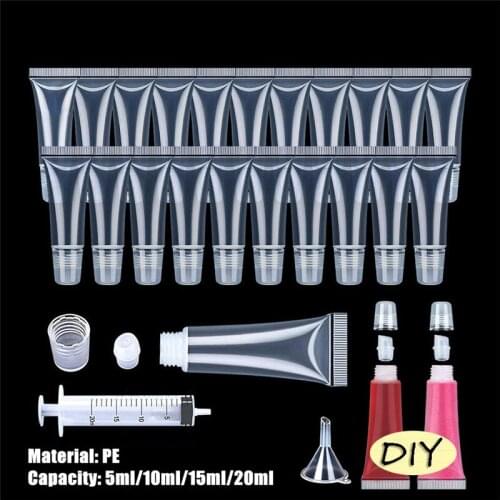 New 5/10/15/20ML Empty Lip Gloss Tubes Lipstick Tube Lip Balm Soft Tube Makeup Squeeze Clear Lipgloss Tube Container