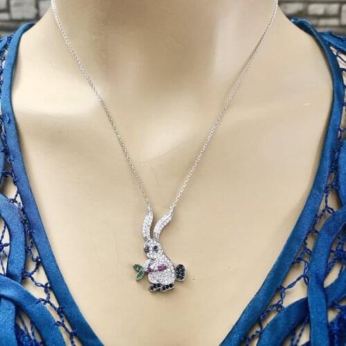 Little Rabbit 925 Sterling Silver Necklace Women Girls Gift Jewelry Accessories Fashion Handmade Elegant Chain