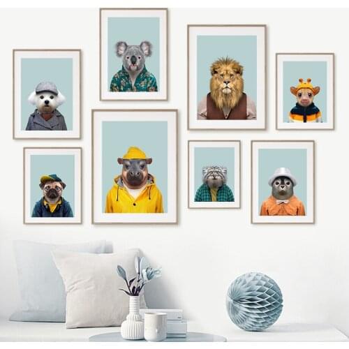 Lion Seal Koala Dog Animal Canvas Painting Wall Art Nordic Posters and Prints Wall Pictures for Living Room Decoration Frameless