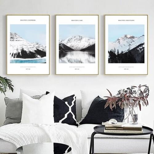 Snow Mountain Landscape Decoration Home Wall Art Canvas Painting Posters and Prints Wall Pictures for Living Room Wall Decor