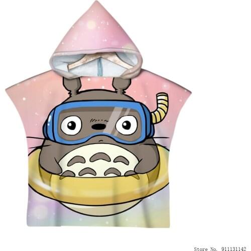 New Childrens Cartoon Totoro Cute Cartoon Headscarf Cape Beach Towel Microfiber Baby Boys Girls Children Swimming Towels