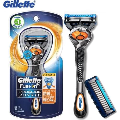 Gillette Fusion Straight Razor Flexball Ball Mans Shaving Razor 5 Layers Ultra Thin Elastic Blade 1 Holder + 2 Razor Blade Head