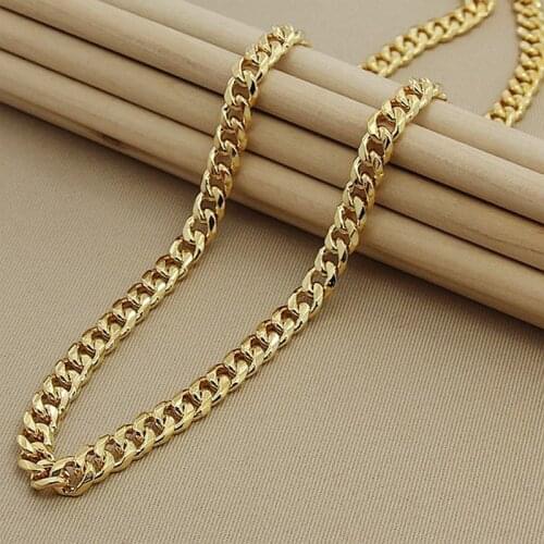 Luxury Brand 8mm Side Chain Necklace 24k Yellow Gold Filled Vintage Men Necklace Hip Hop Chain Necklace For Male
