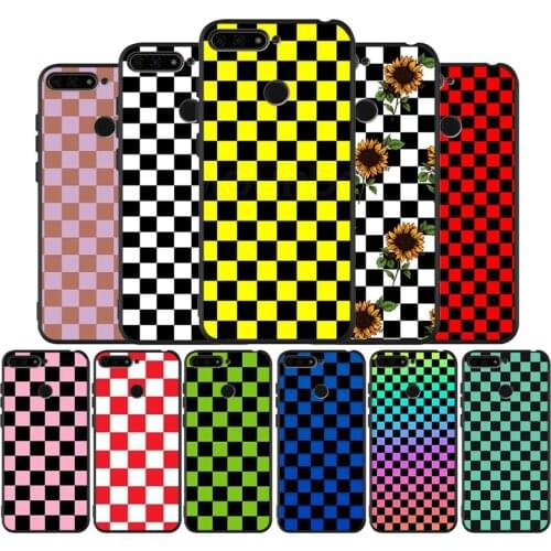 Checkerboard Checked Checke black Silicone Phone Case For Huawei honor 30 8 8X 9 10 10 Lite 20 Mate 10 20 30 Lite Pro Y9 cover
