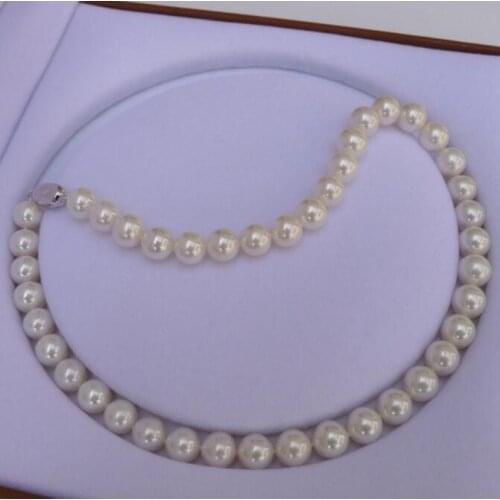 Jewelry Pearl Necklace Luxury Round pearl 12-14mm circle light quality pearl necklace natural genuine send mom Free Shipping