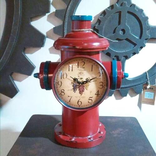 Vintage Fire Hydrant Statue desktop clock Creative Design Decor Home Ornament Retro Decoration Antique Table Clock Desk Clock